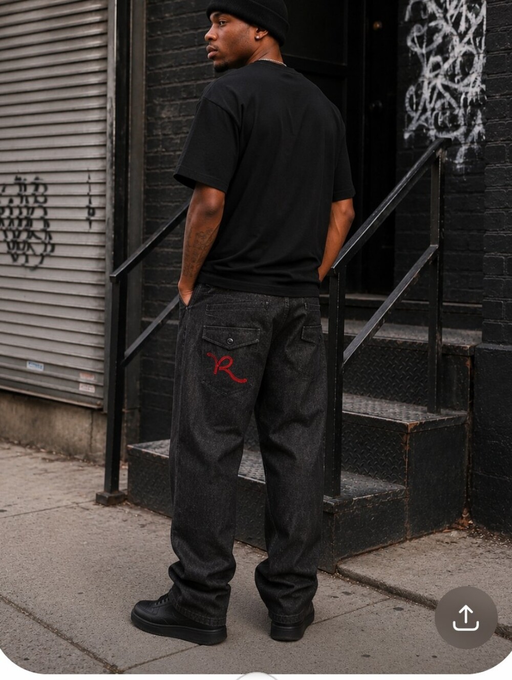 NWT RocaWear Mens 32 Original Fit R Flap Jean Black/Crimson Streetwear - Picture 6 of 6
